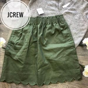 NEW J.Crew Scalloped Skirt Green